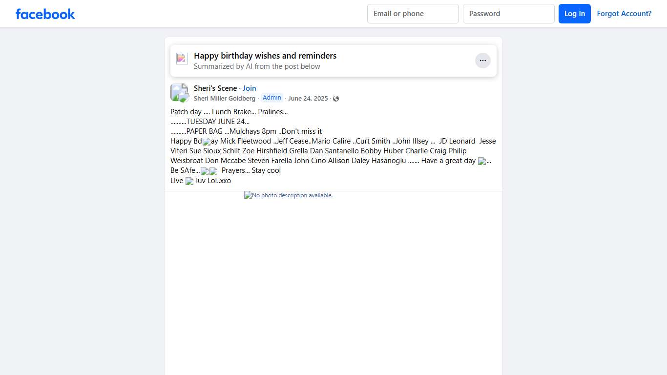 Sheri's Scene Patch day .... Lunch Brake.. Facebook