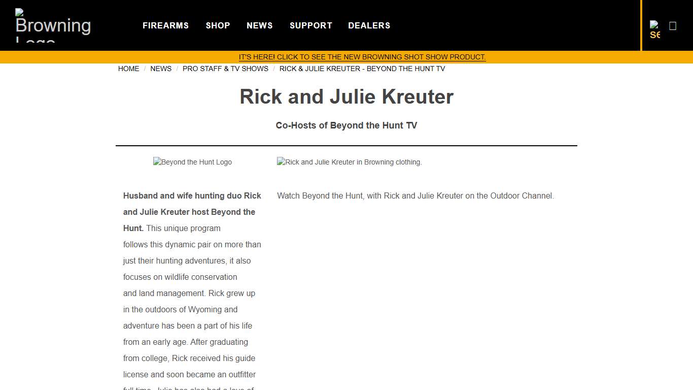 Rick & Julie Kreuter - Beyond the Hunt TV - Browning Pro Staff