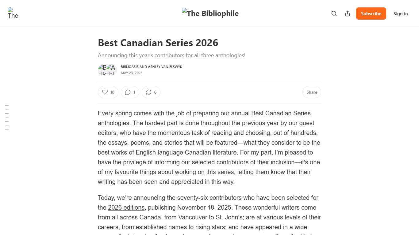 Best Canadian Series 2026